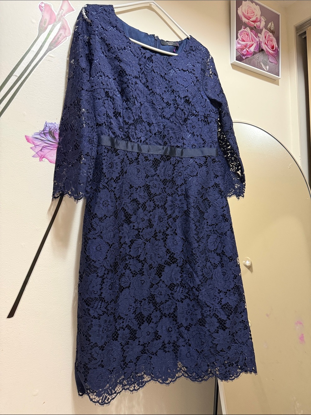 Weekend Max Mara Navy Blue Lace Cocktail Dress